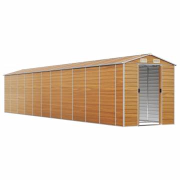 Light Brown Garden Shed 191x980 cm | Galvanised Steel Storage