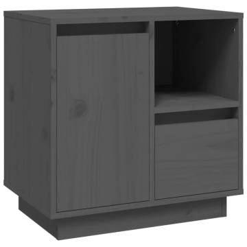 Elegant Grey Bedside Cabinet - Solid Pine Wood 50x34x50 cm