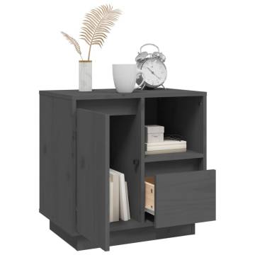 Elegant Grey Bedside Cabinet - Solid Pine Wood 50x34x50 cm