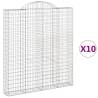 Arched Gabion Baskets - 10 pcs Galvanised Iron | HipoMarket