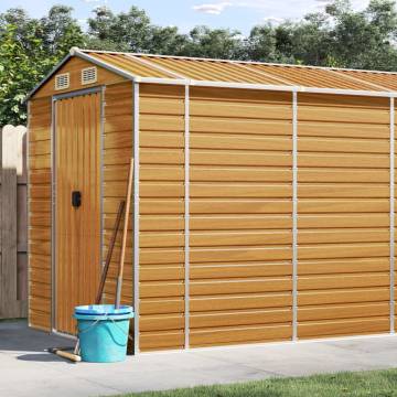 Light Brown Garden Shed - 191x470 cm Galvanised Steel - HipoMarket