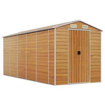 Light Brown Garden Shed - 191x470 cm Galvanised Steel - HipoMarket