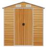 Light Brown Garden Shed - 191x470 cm Galvanised Steel - HipoMarket