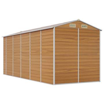 Light Brown Garden Shed - 191x470 cm Galvanised Steel - HipoMarket