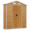 Light Brown Garden Shed - 191x470 cm Galvanised Steel - HipoMarket