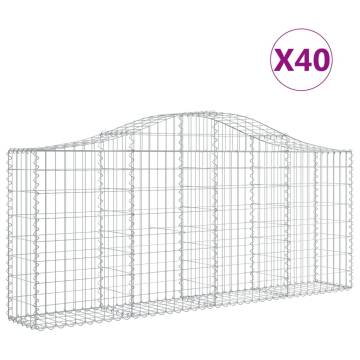 Arched Gabion Baskets - 40 pcs Galvanised Iron Garden Barriers