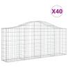 Arched Gabion Baskets - 40 pcs Galvanised Iron Garden Barriers