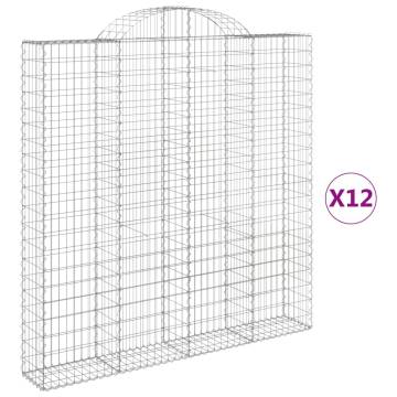 Arched Gabion Baskets 12 pcs 200x30x200220 cm Galvanised Iron