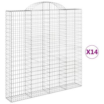 Arched Gabion Baskets 14 pcs - Durable Garden Barriers