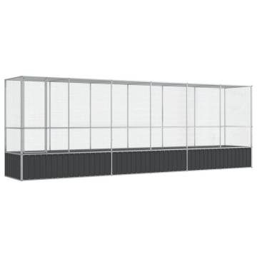 Aviary with Extension Silver 626.5x107x212 cm - Durable Steel