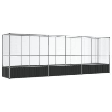 Aviary with Extension Silver 626.5x107x212 cm - Durable Steel