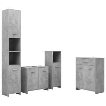 4 Piece Bathroom Furniture Set - Concrete Grey | HipoMarket