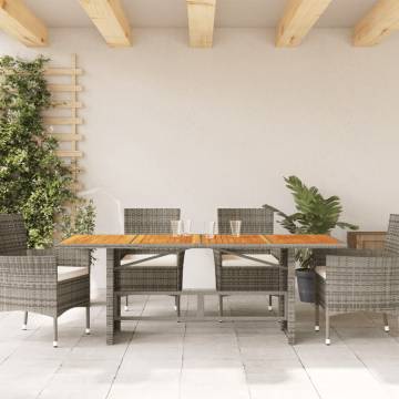 Stylish Garden Table with Acacia Wood Top - 190x80 cm