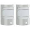 Outdoor Wall Lights with Sensors - 2pcs Silver Stainless Steel