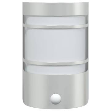 Outdoor Wall Lights with Sensors - 2pcs Silver Stainless Steel