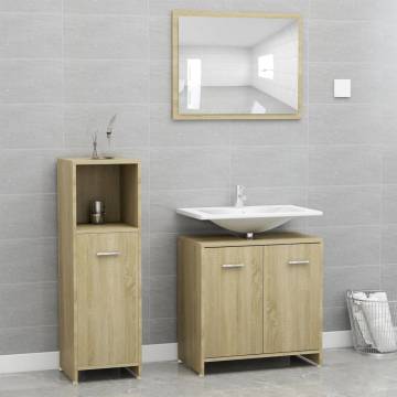 3 Piece Bathroom Furniture Set - Sonoma Oak | HipoMarket