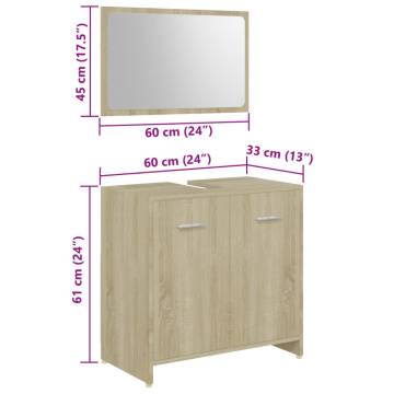 3 Piece Bathroom Furniture Set - Sonoma Oak | HipoMarket