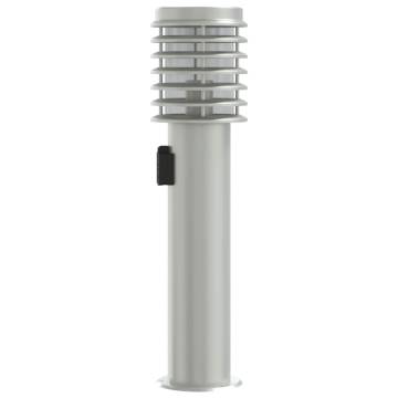 Elegant Outdoor Floor Lamp with Outlet - Silver 60 cm