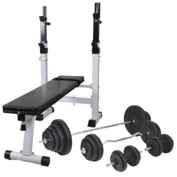 Workout Bench with Weight Rack & Barbell/Dumbbell Set - 120kg