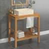 Stylish Bathroom Vanity Cabinet - Solid Teak & Cream Marble Sink