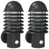 Outdoor Wall Lights with Sensors - 2pcs Black Stainless Steel