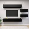 6 Piece TV Cabinet Set Black Engineered Wood Colour black Quantity in Package 6 Width 100 cm 