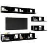 6 Piece Black TV Cabinet Set - Stylish & Functional Storage