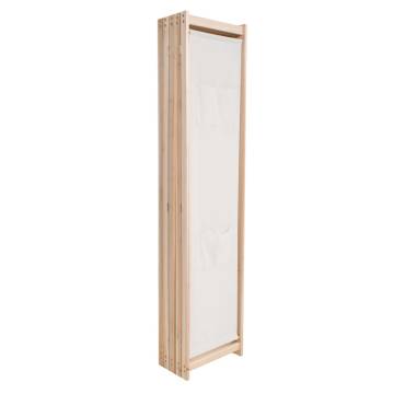 5-Panel Room Divider - Cream Fabric 200x170x4 cm | Hipo Market