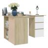 Corner Desk White and Sonoma Oak - Space-Saving Workstation