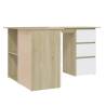 Corner Desk White and Sonoma Oak - Space-Saving Workstation