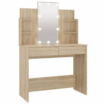 LED Dressing Table in Sonoma Oak - Stylish & Functional