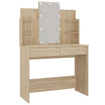 LED Dressing Table in Sonoma Oak - Stylish & Functional