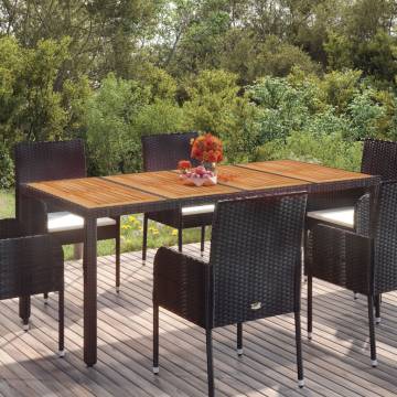 Stylish Black Garden Table with Wooden Top - 190x90 cm