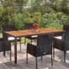 Garden Table with Wooden Top Black 190x90x75 cm Poly Rattan Colour black Size 190 x 90 x 75 cm Quantity in Package 1 Material wooden top 