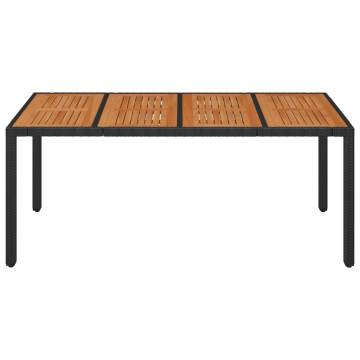 Stylish Black Garden Table with Wooden Top - 190x90 cm