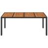 Stylish Black Garden Table with Wooden Top - 190x90 cm