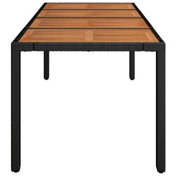 Stylish Black Garden Table with Wooden Top - 190x90 cm