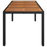 Stylish Black Garden Table with Wooden Top - 190x90 cm