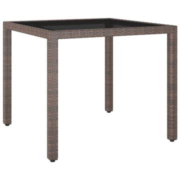 Brown Poly Rattan Garden Table 90x90 cm - Stylish & Durable