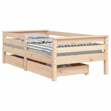 Kids Bed Frame with Drawers 70x140 cm - Solid Pine Wood