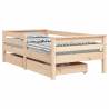 Kids Bed Frame with Drawers 70x140 cm - Solid Pine Wood