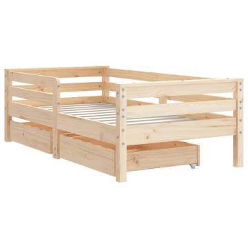 Kids Bed Frame with Drawers 70x140 cm - Solid Pine Wood