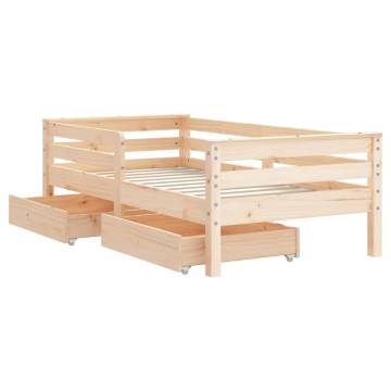 Kids Bed Frame with Drawers 70x140 cm - Solid Pine Wood