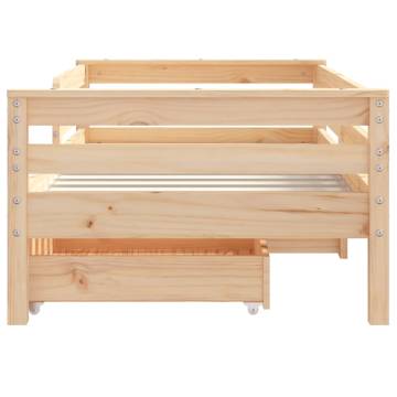 Kids Bed Frame with Drawers 70x140 cm - Solid Pine Wood