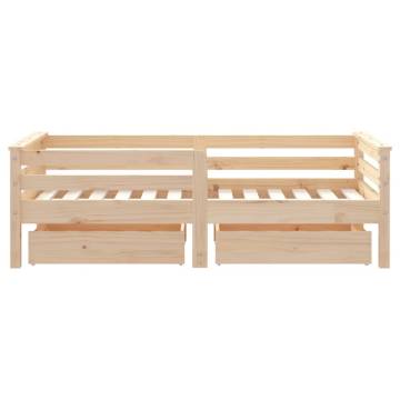 Kids Bed Frame with Drawers 70x140 cm - Solid Pine Wood