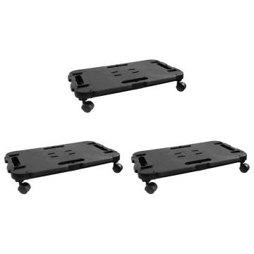 Transport Trolleys - 3 pcs Black Polypropylene 200 kg Capacity