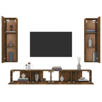 4 Piece TV Cabinet Set - Smoked Oak Engineered Wood | Hipomarket