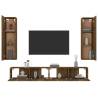 4 Piece TV Cabinet Set - Smoked Oak Engineered Wood | Hipomarket