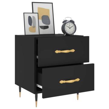 Stylish Black Bedside Cabinet - 40x35x47.5 cm | HipoMarket