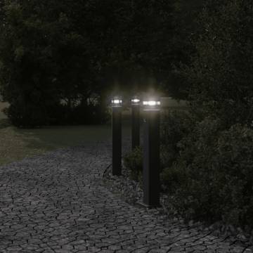 Outdoor Floor Lamps with Sensors - 3pcs Black 80 cm Aluminium